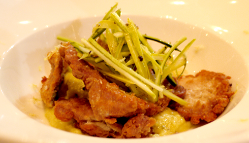 Fried Sweetbreads with Zucchini Pure 