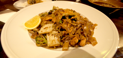 Pad See Ew (Rice Noodles with Chicken, Broccoli and Bok Choy) 